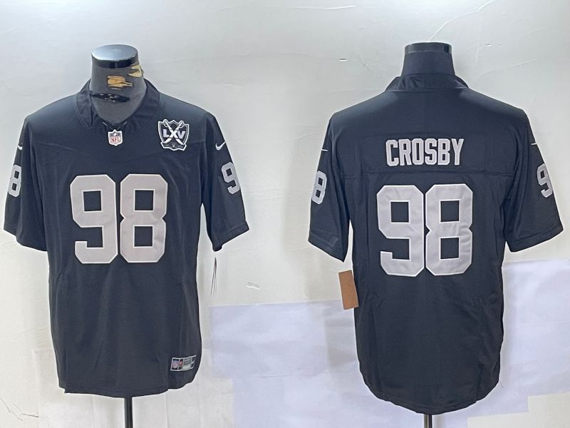 Men Oakland Raiders #98 Crosby Black Three generations 2024 Nike Vapor Limited NFL Jersey style 2